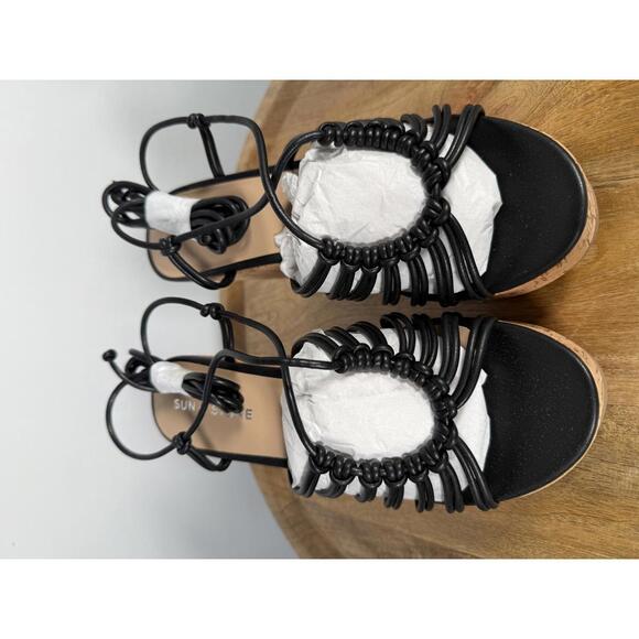 NWB Sun + Stone Tillyyp Womens Faux Leather Heeled Wedge Sandals 7.5 - Picture 5 of 9